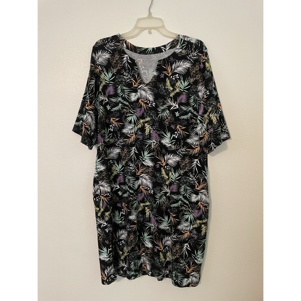Hang Ten Dress Womens 2XL Tropical Floral Print Short Sleeve UPF 50 Summer Beach